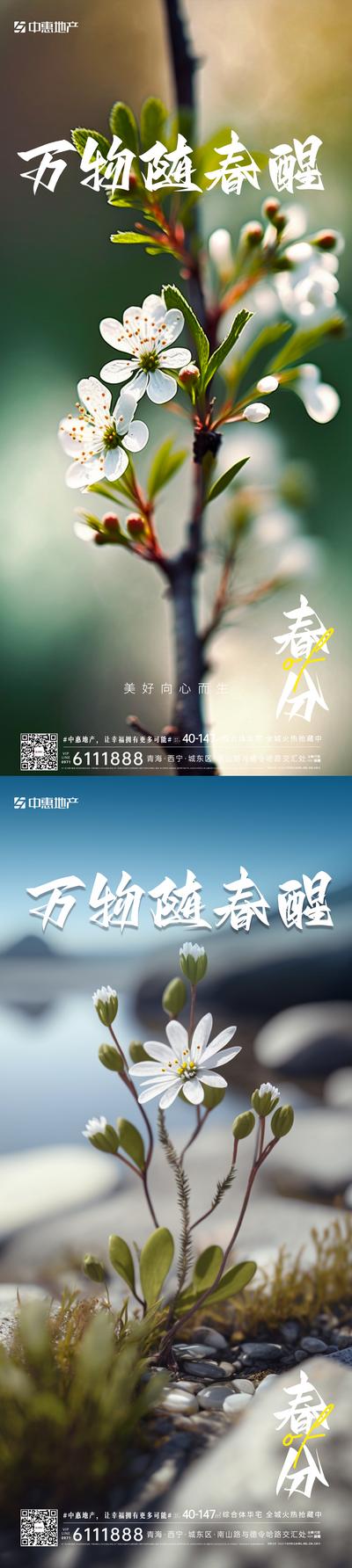 南门网 广告 海报 节气 春分 系列 桃花 树枝
