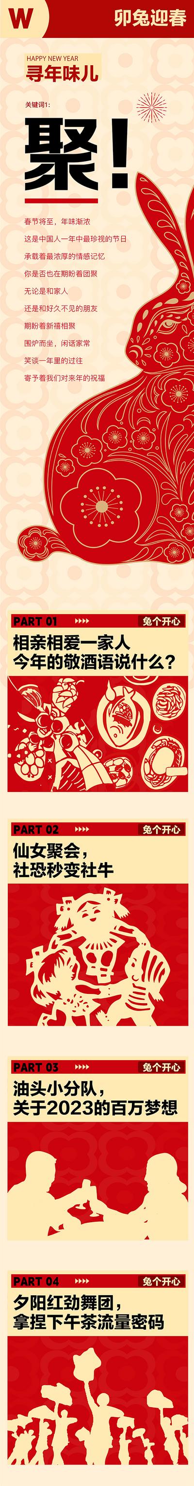 南门网 专题设计 长图 中国传统节日 兔年 春节 剪纸艺术