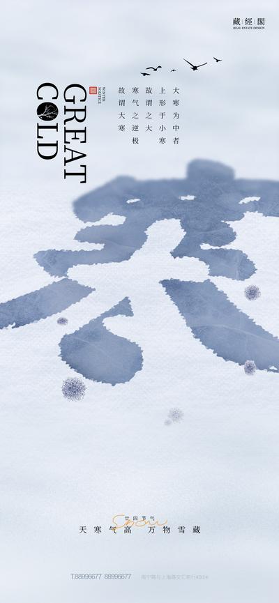 南门网 海报 二十四节气 大寒 字体设计 冰面 正负形