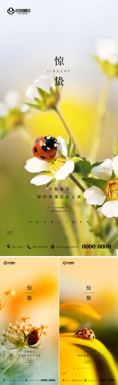 南门网 海报 房地产 二十四节气 惊蛰 蜜蜂 花卉 创意 系列