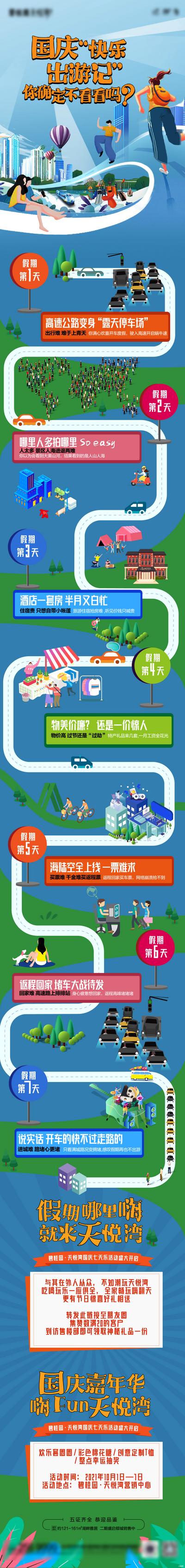 南门网 海报 长图 房地产 国庆节 活动 预告 七天乐 插画