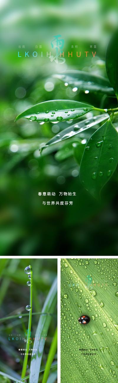南门网 海报 二十四节气 雨水 简约 水滴 系列