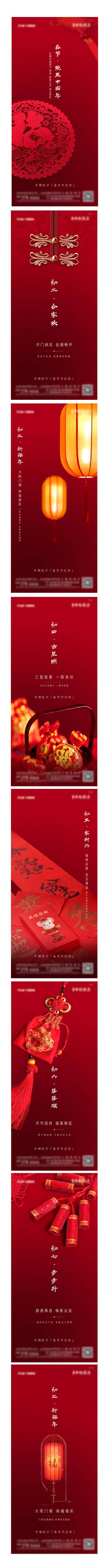 南门网 海报  地产  中国传统节日  春节 初一  初七   民俗  剪纸   红包  灯笼 