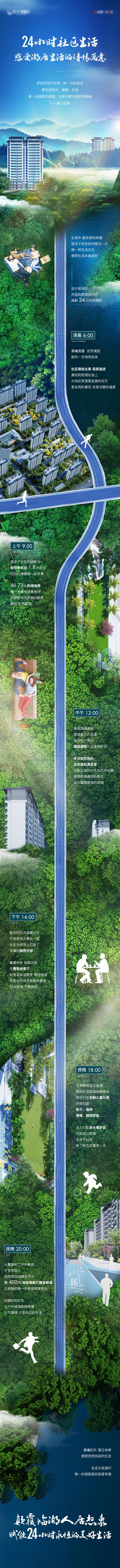 【南门网】海报 长图 地产 24小时 生活 融合 美好 大气 质感 创意