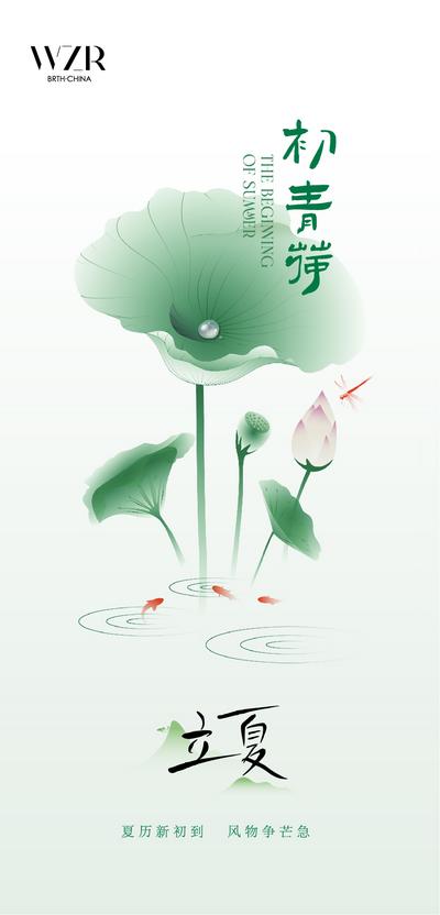 【南门网】海报 二十四节气 立夏 中式 荷叶