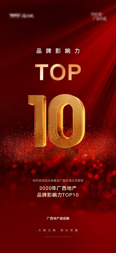 南门网 海报 地产 品牌 影响力 TOP10 数字 红金