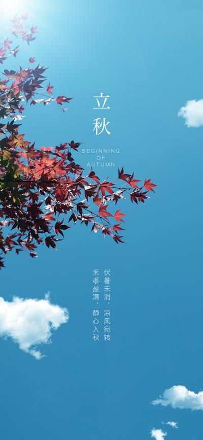 【南门网】海报 二十四节气 立秋 秋天 蓝天 白云