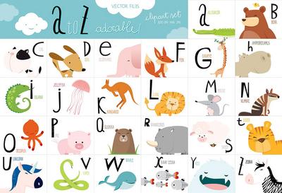 【南门网】动物 卡通 英语 英文 字母 创意 可爱