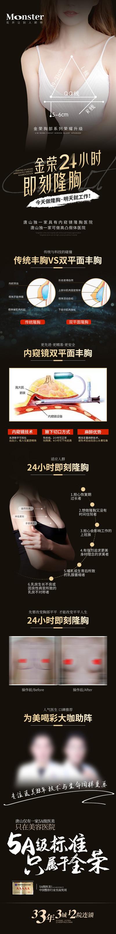 南门网 专题设计 海报 长图 医美 胸部 整形 宣传 案例 黑金