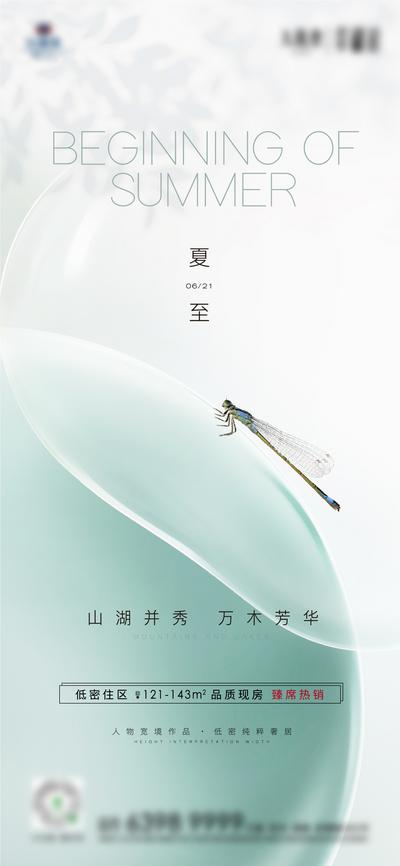 南门网 海报 二十四节气  夏至 简约 夏天 蜻蜓 光影