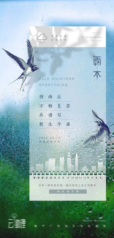 南门网 海报 地产 二十四节气 雨水 下雨 天气预报 燕子