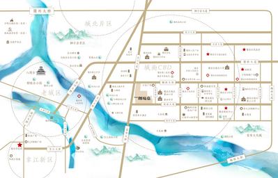 南门网 区位图 地产  地图 赣州 交通路线 地标 中式