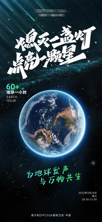 南门网 海报 世界地球日 熄灯一小时 地球 星空 流星雨