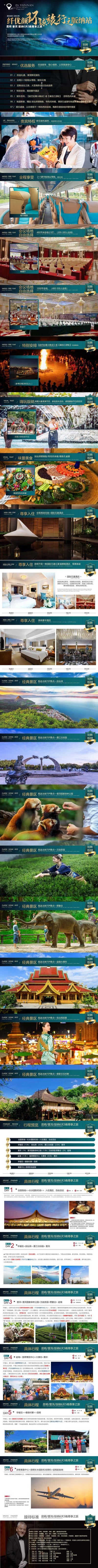 南门网 PPT 旅游 云南 西双版纳 行程 美景 大气 时尚 绿金
