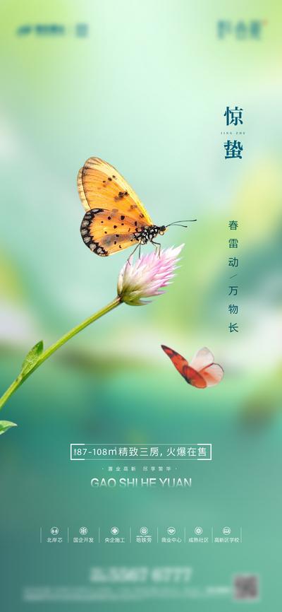 南门网 海报 地产 二十四节气 惊蛰 蝴蝶