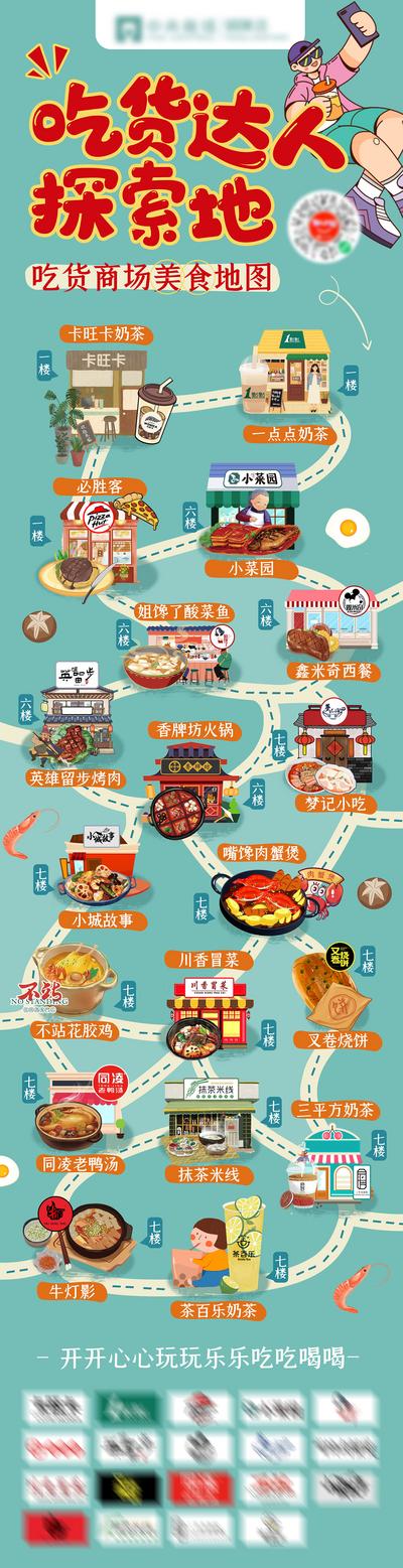 南门网 海报 美食 餐饮 地图 插画