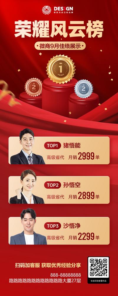 南门网 微商销售业绩表彰排行榜喜庆人物长图