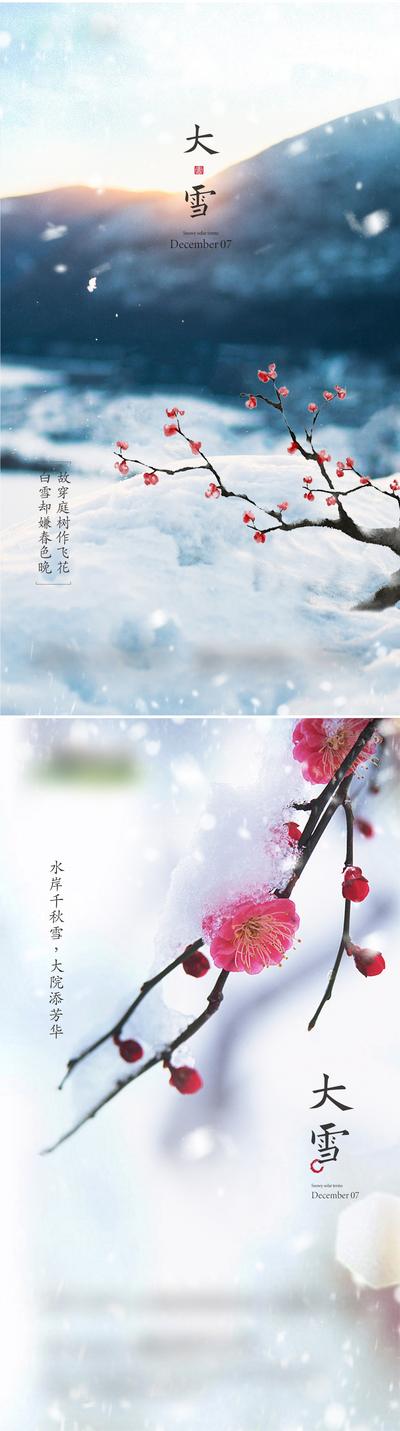 南门网 海报 二十四节气 大雪 雪地 梅花