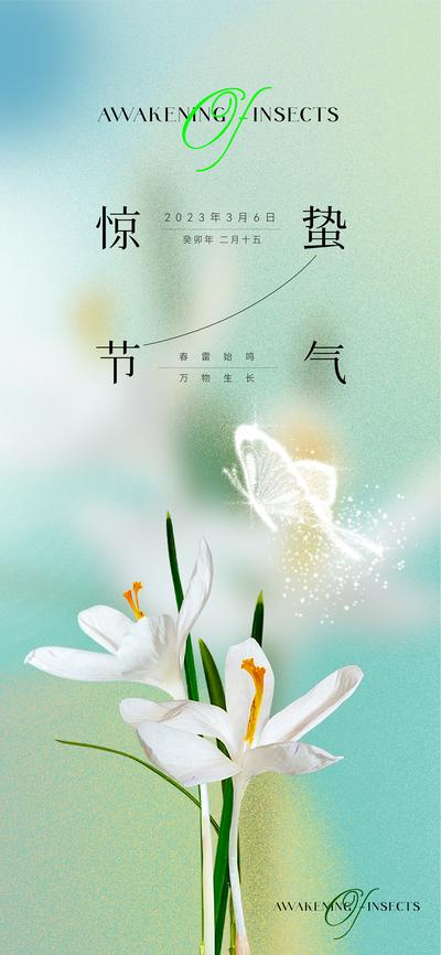南门网 海报 二十四节气 美业 惊蛰 小清新 花朵 插花 活动 花 蝴蝶