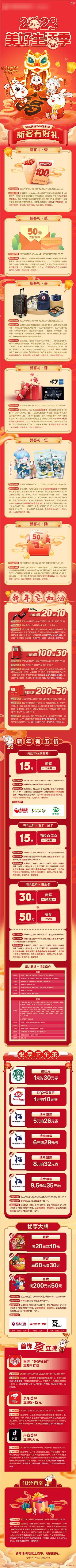 南门网 专题设计 长图 银行 新年 促销 福利 五重礼 权益 活动 兔年 红色