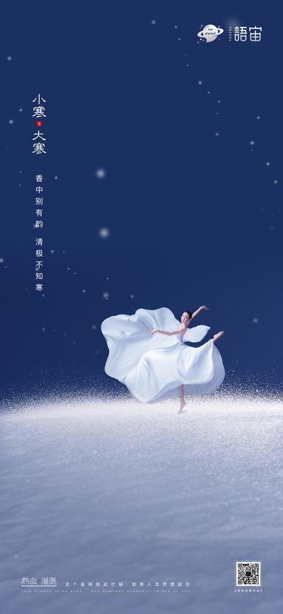 南门网 海报 二十四节气 房地产 小寒 大寒 芭蕾舞 雪花 简约