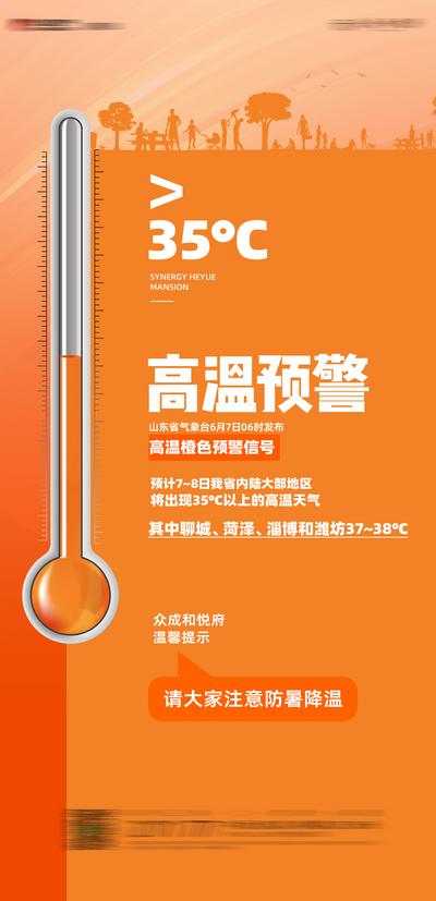 南门网 海报 地产  高温预警 温馨提示 炎热
