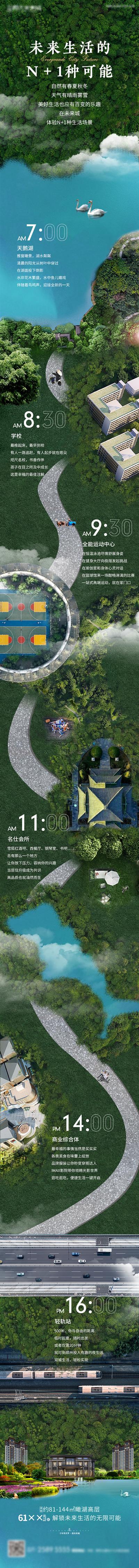 南门网 海报 长图 房地产 24小时 生活场景  价值点 合成