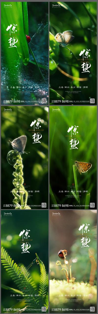 【南门网】海报 地产 二十四节气 惊蛰  昆虫 蝴蝶 系列