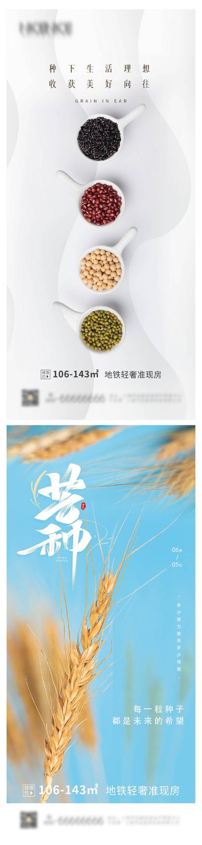 南门网 海报 房地产 二十四节气 芒种 谷物 丰收 创意 系列