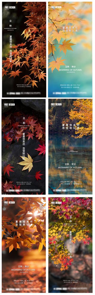南门网 海报 地产 二十四节气 立秋 枫叶 秋天