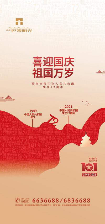 南门网 海报 公历节日 国庆节 72周年 喜迎国庆