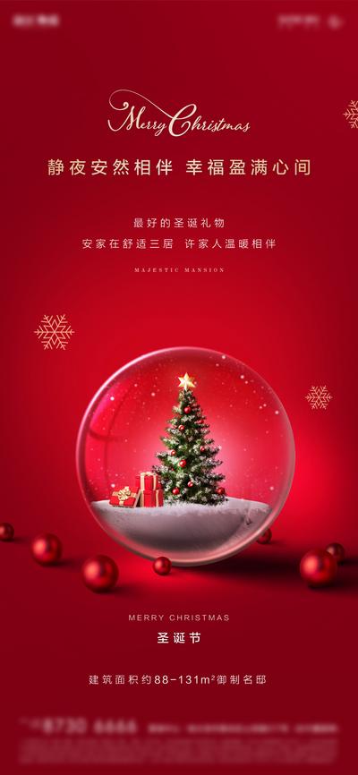 南门网 海报 地产 西方节日  圣诞节  红色  水晶球 雪花 价值点