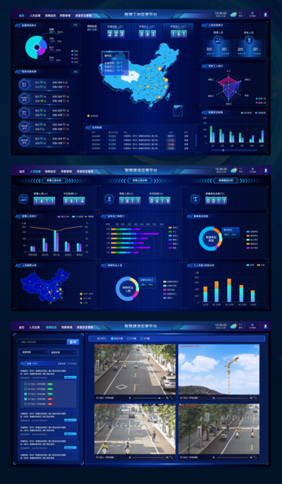 【南门网】UI设计 界面设计 智慧 城市 数据 可视化 大屏 智慧 工地 科技