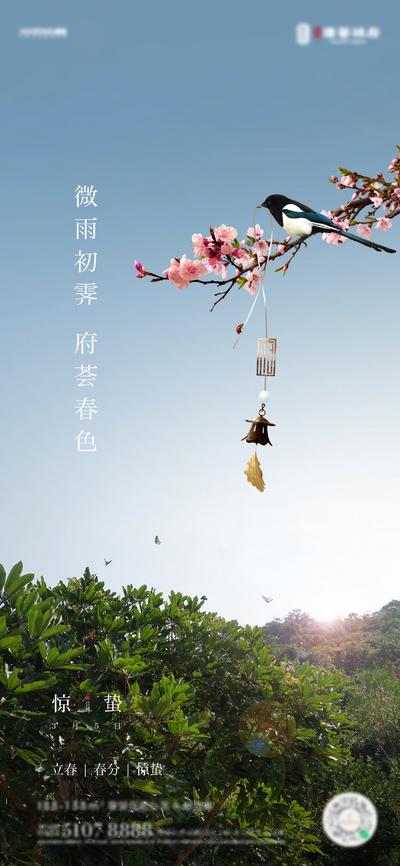 南门网 海报 地产 二十四节气 立春 春分 雨水 惊蛰 中式 喜鹊