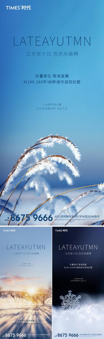 【南门网】海报 房地产 二十四节气 大雪 小雪 芦苇 雪花 冬天
