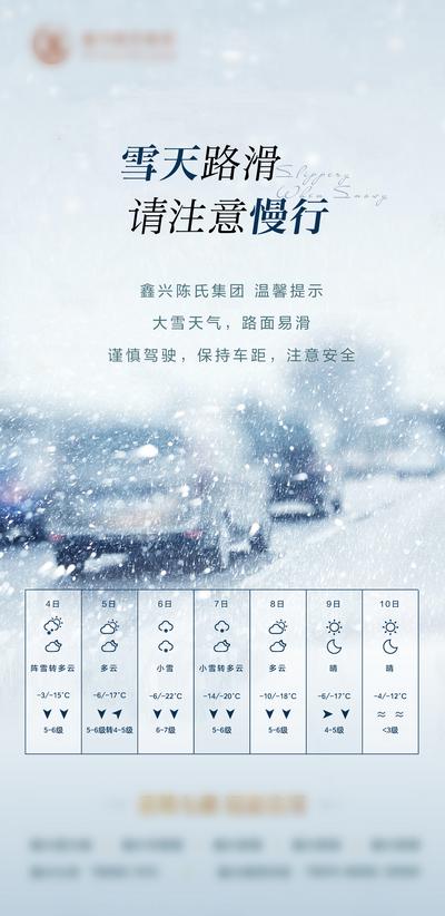 南门网 雪天路滑天气安全提示地产海报