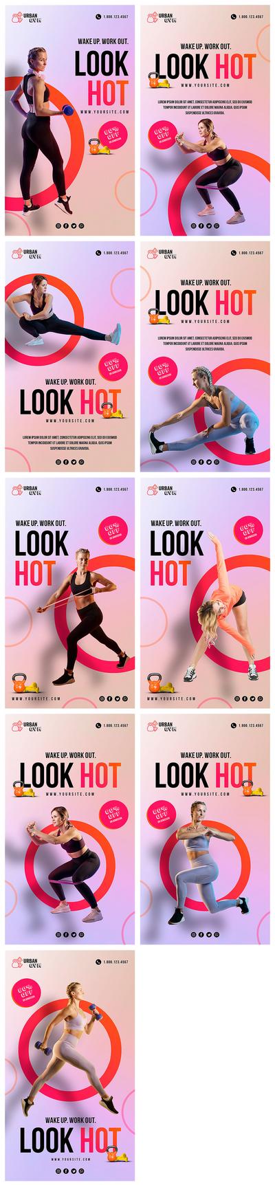 南门网 海报 运动 健身 女性 人物 素材 缤纷 系列