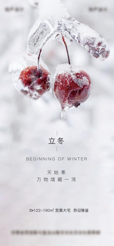 南门网 海报 地产 二十四节气 立冬 冬天 雪花 果子 简约