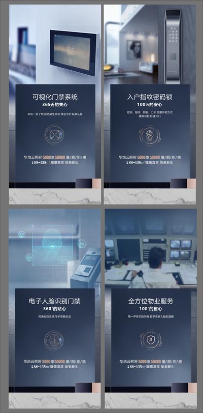 南门网 海报 地产 价值点 安检 物业安防 监控 人脸 识别 指纹密码锁  