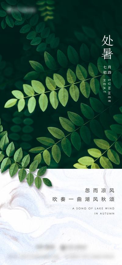 【南门网】海报 二十四节气 处暑 绿植 简约
