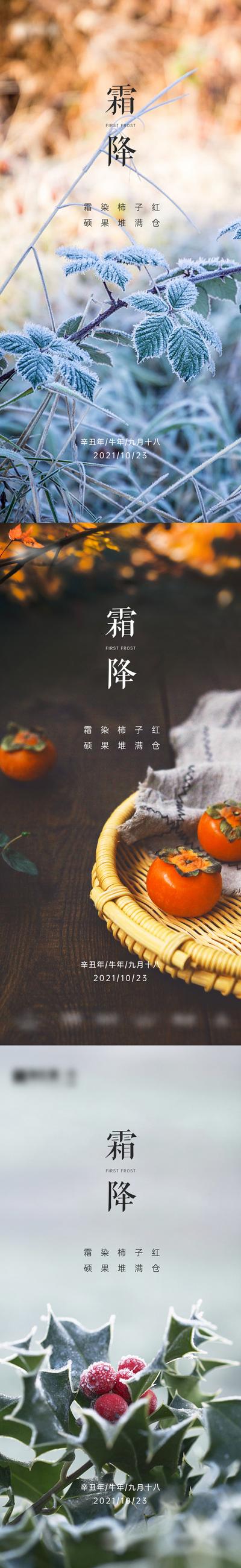 【南门网】海报 地产 二十四节气 霜降 柿子 冰霜 系列