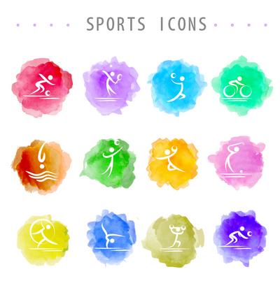 南门网 水彩风 运动会 体育 图标 标识