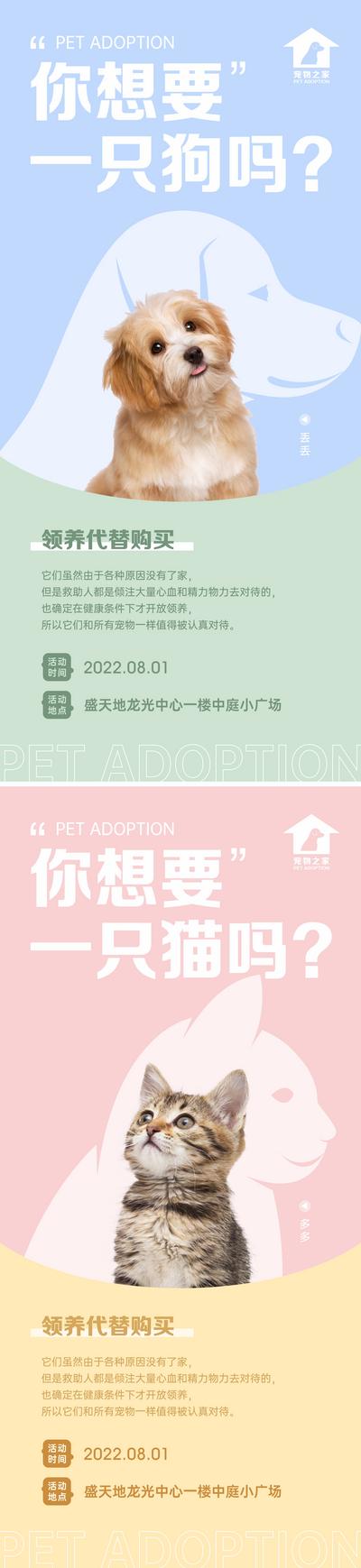【南门网】海报 地产 宠物 领养日 周末 活动 猫咪 狗狗 清新