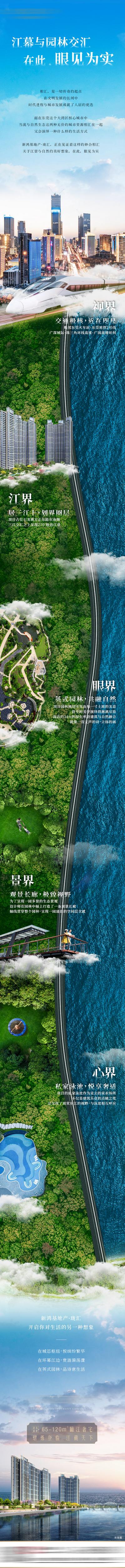 南门网 海报 长图 房地产 景观 配套 价值点 卖点 合成 海景 森林 城市 高铁