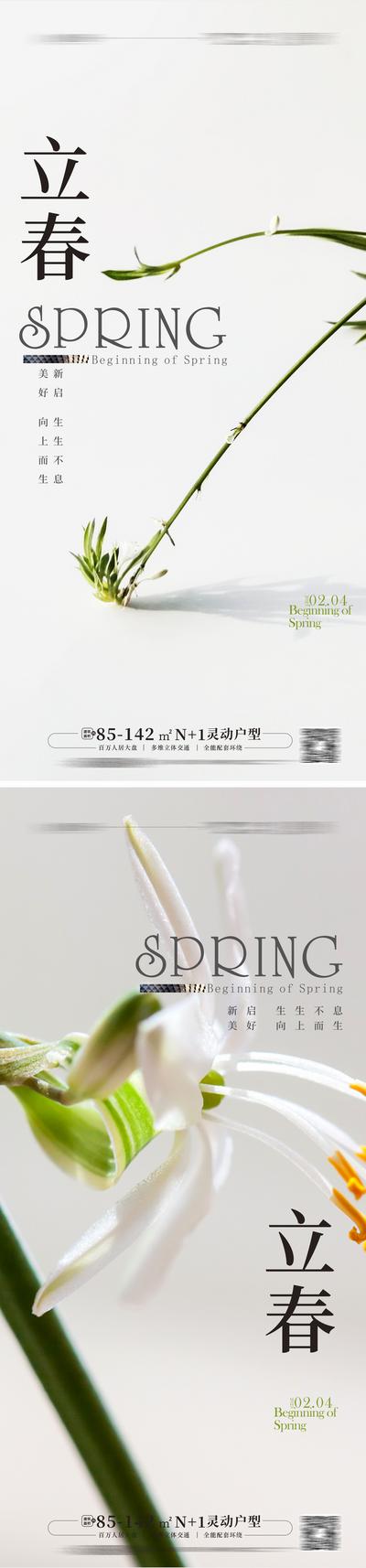 南门网 海报 地产 二十四节气  立春 花卉 简约 系列