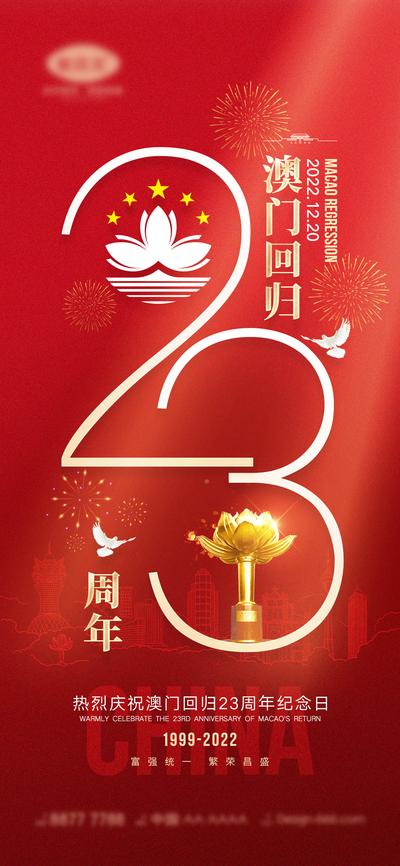 南门网 海报 澳门回归 23周年 热烈庆祝 纪念日