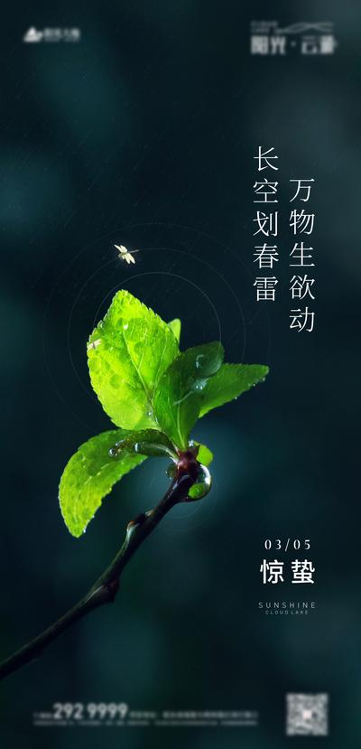 【南门网】海报 惊蛰 二十四节气 绿叶