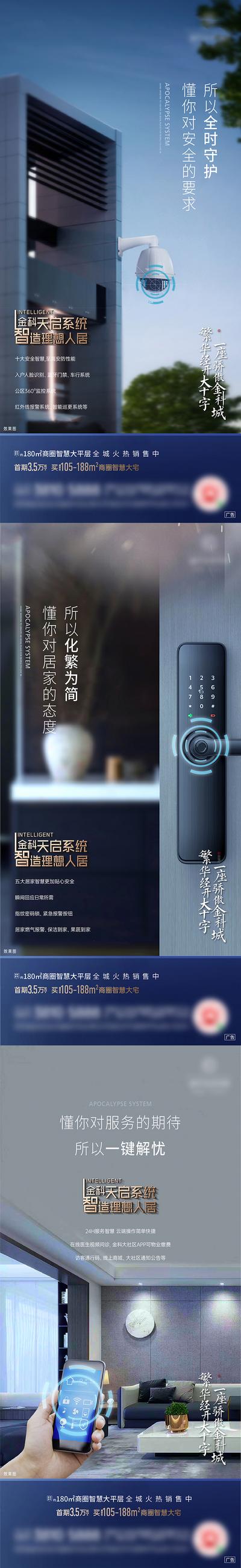 【南门网】海报 房地产 智慧 智能 安防 门禁 监控 指纹锁 手机 系列