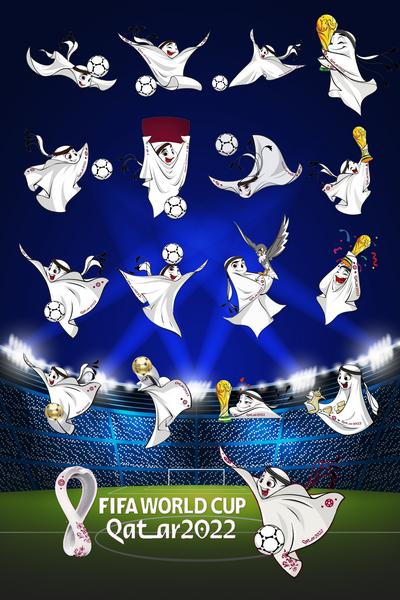 【南门网】卡塔尔 世界杯 吉祥物 展板 海报 形象IP 可爱 logo