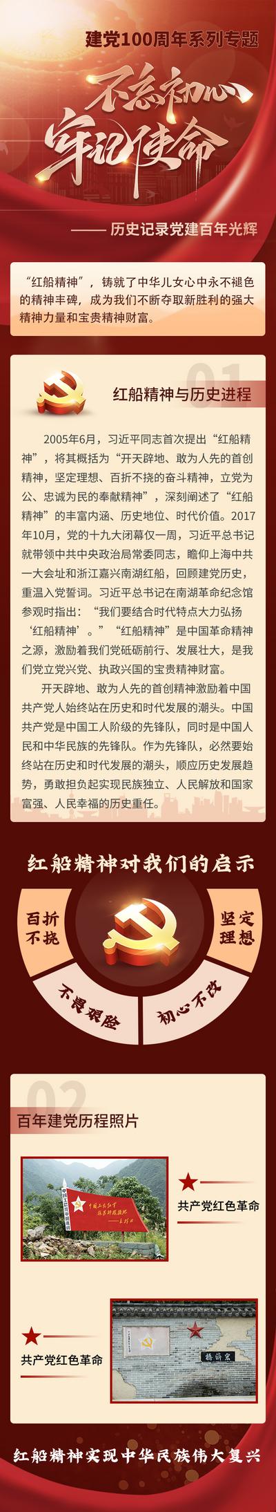 南门网 专题设计 长图 红色 爱国 建党百年 历史记录
